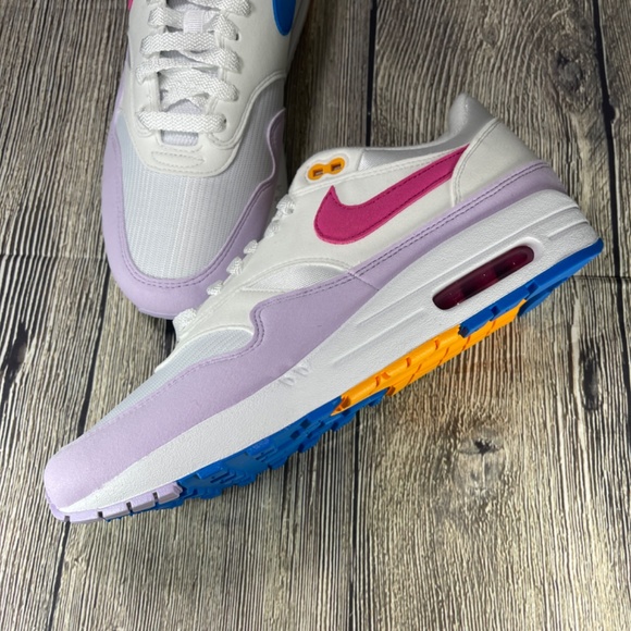NIKE Air Max 1 White/Alchemy Pink/Photo Blue/Lilac WMNS 12 Mens 10.5 HF5071-100 - Picture 8 of 9
